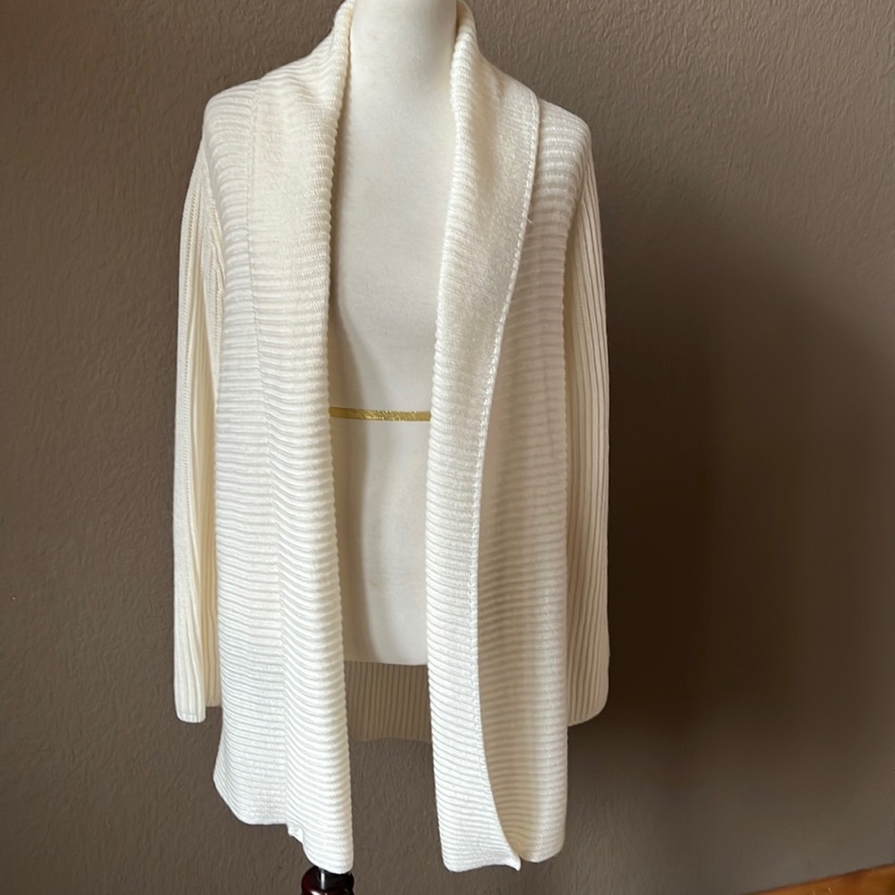 Cable Knit Front Open Mid Length Cardigan